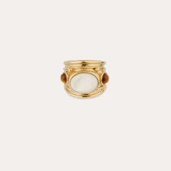 Bague Simone - OEil de Tigre & Nacre Blanche