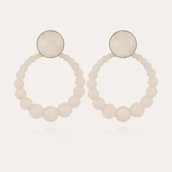 Boucles d'oreilles Andy grand modèle acétate - Blanc