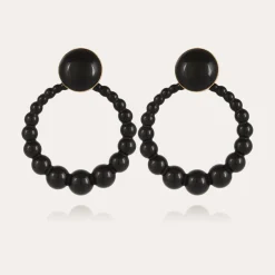 Boucles d'oreilles Andy grand modèle acétate - Noir