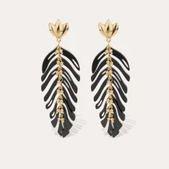 Boucles d'oreilles Cavallo acétate - Noir