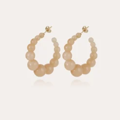 Boucles d'oreilles Créoles Andy petit modèle acétate - Beige