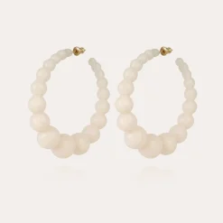 Boucles d'oreilles créoles Andy acétate grand modèle - Blanc