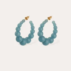 Boucles d'oreilles créoles Andy petit modèle acétate - Bleu