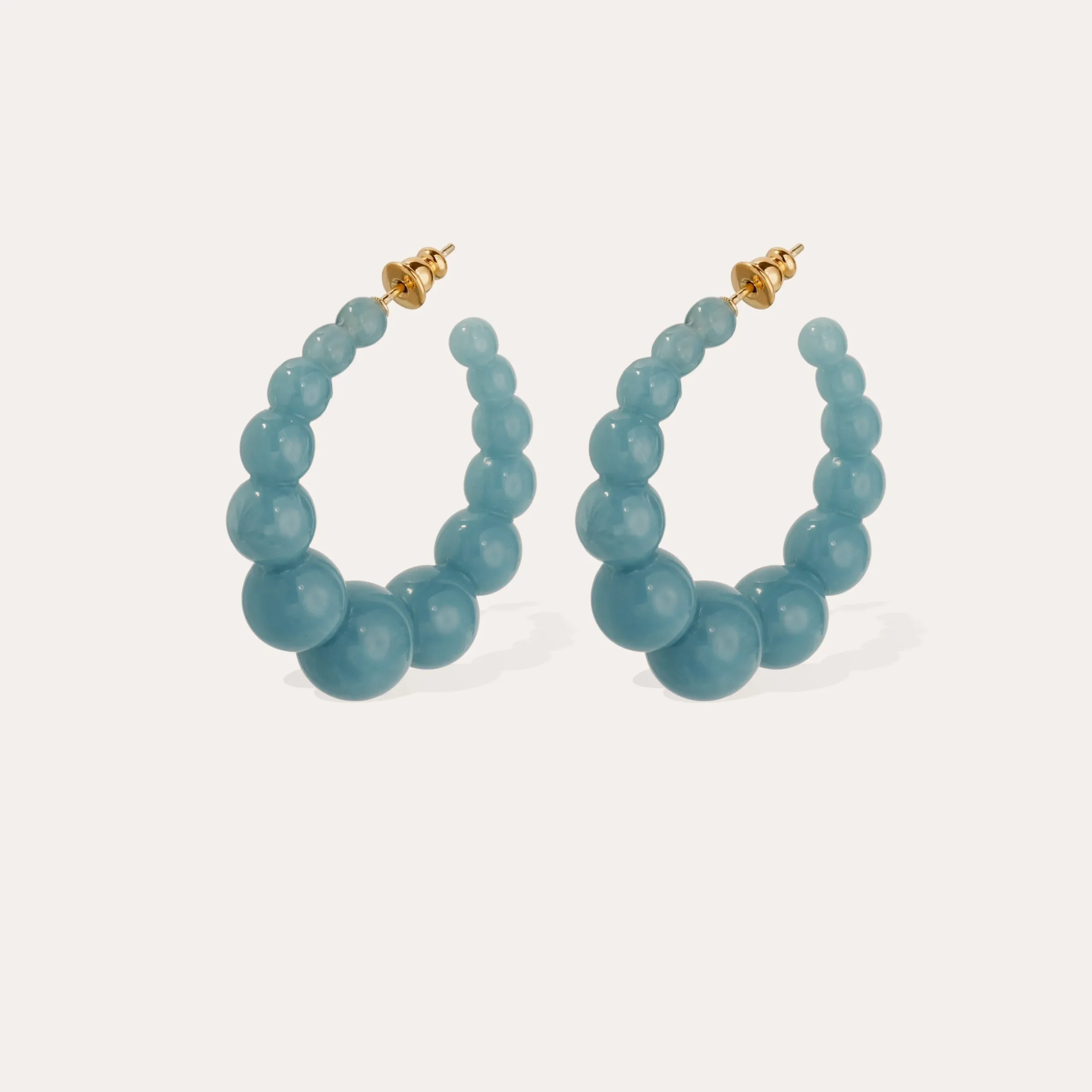 Boucles d'oreilles créoles Andy petit modèle acétate - Bleu