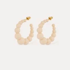 Boucles d'oreilles créoles Andy petit modèle acétate - Ivoire