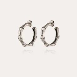 Boucles d'oreilles créoles Bambou strass petit modèle