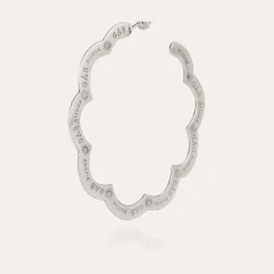 Boucles d'oreilles créoles Bolduc Flore gravées grand modèle