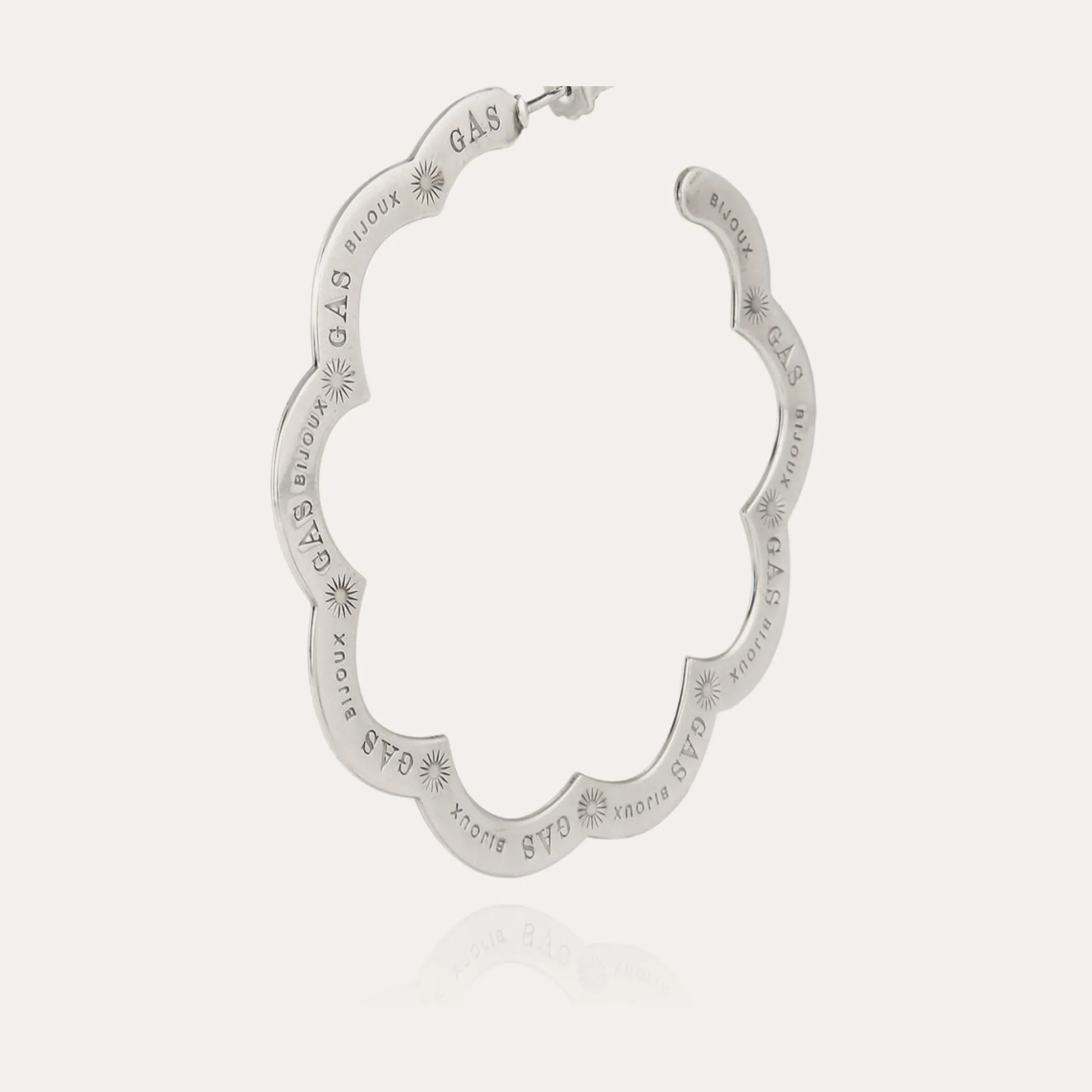 Boucles d'oreilles créoles Bolduc Flore gravées grand modèle