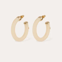Boucles d'oreilles créoles Caftan petit modèle acétate - Ivoire