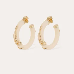 Boucles d'oreilles créoles Cobra petit modèle acétate - Ivoire