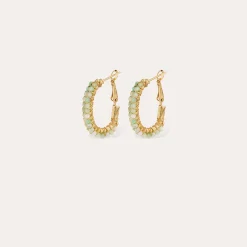 Boucles d'oreilles Créoles Lyre - Calcite bleue