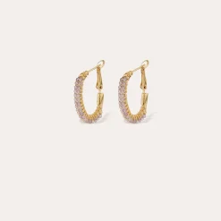 Boucles d'oreilles créoles Lyre - Améthyste