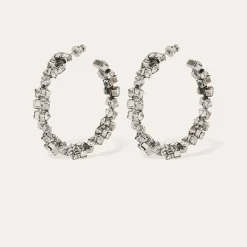 Boucles d'oreilles créoles Trevise finition rhodium