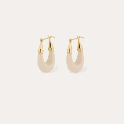 Boucles d'oreilles Écume petit modèle acétate - Ivoire