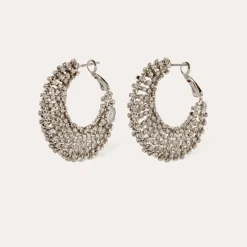 Boucles d'oreilles Izzia strass grand modèle finition rhodium