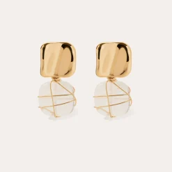 Boucles d'oreilles Rainbow Square - Cristal de roche