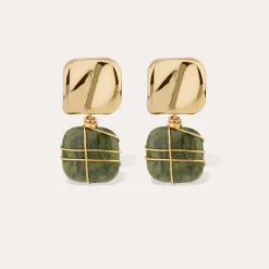Boucles d'oreilles Rainbow Square - Vessonite