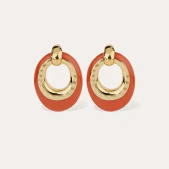 Boucles d'oreilles Selva petit modèle acetate - Corail