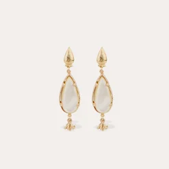 Boucles d'oreilles Serti Goutte petit modèle - Nacre blanche
