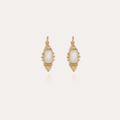 Boucles d'oreilles Serti Talisman - Nacre blanche