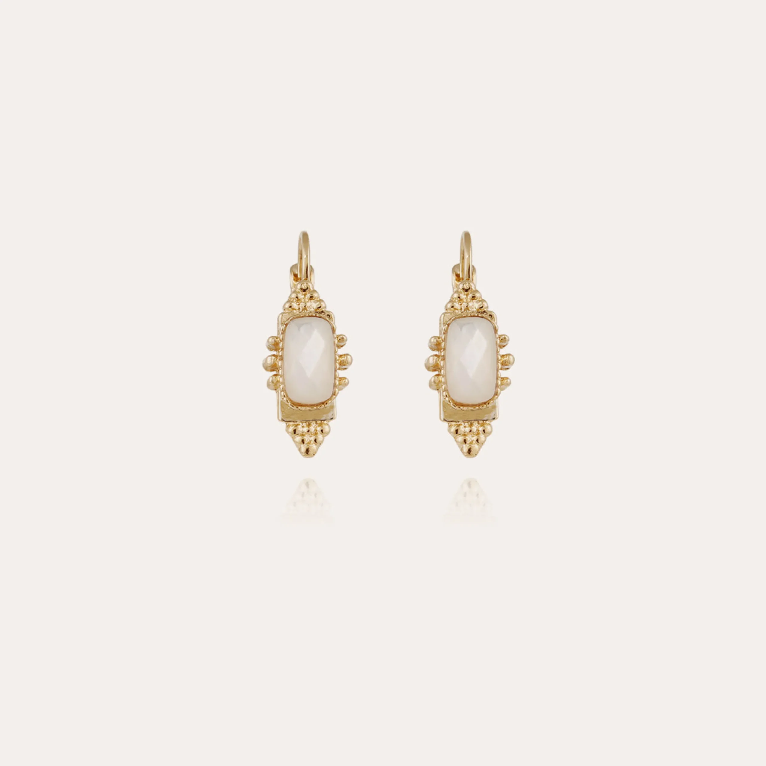 Boucles d'oreilles Serti Talisman - Nacre blanche