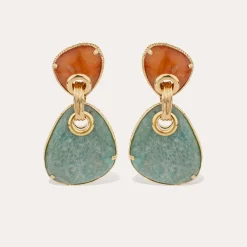 Boucles d'oreilles Silia grand modèle - Cornaline & Amazonite
