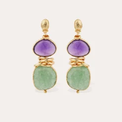 Boucles d'oreilles Sirena - Améthyste & Quartz vert