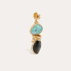 Boucles d'oreilles Sirena - Turquoise & Onyx noir