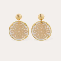 Boucles d'oreilles Sun Diva grand modèle - Nacre blanche