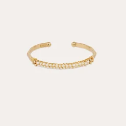 Bracelet Lyre jonc grand modèle - Nacre blanche
