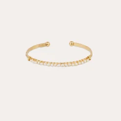 Bracelet Lyre jonc petit modèle - Nacre blanche
