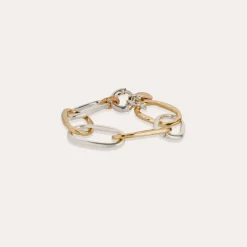 Bracelet Maille Ovale grand modèle bicolore
