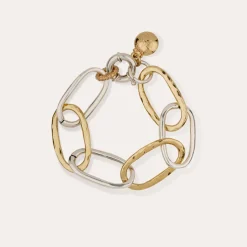 Bracelet Maille Ovale grand modèle bicolore