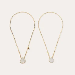 Collier Scapulaire Serti - Cristal & Nacre blanche