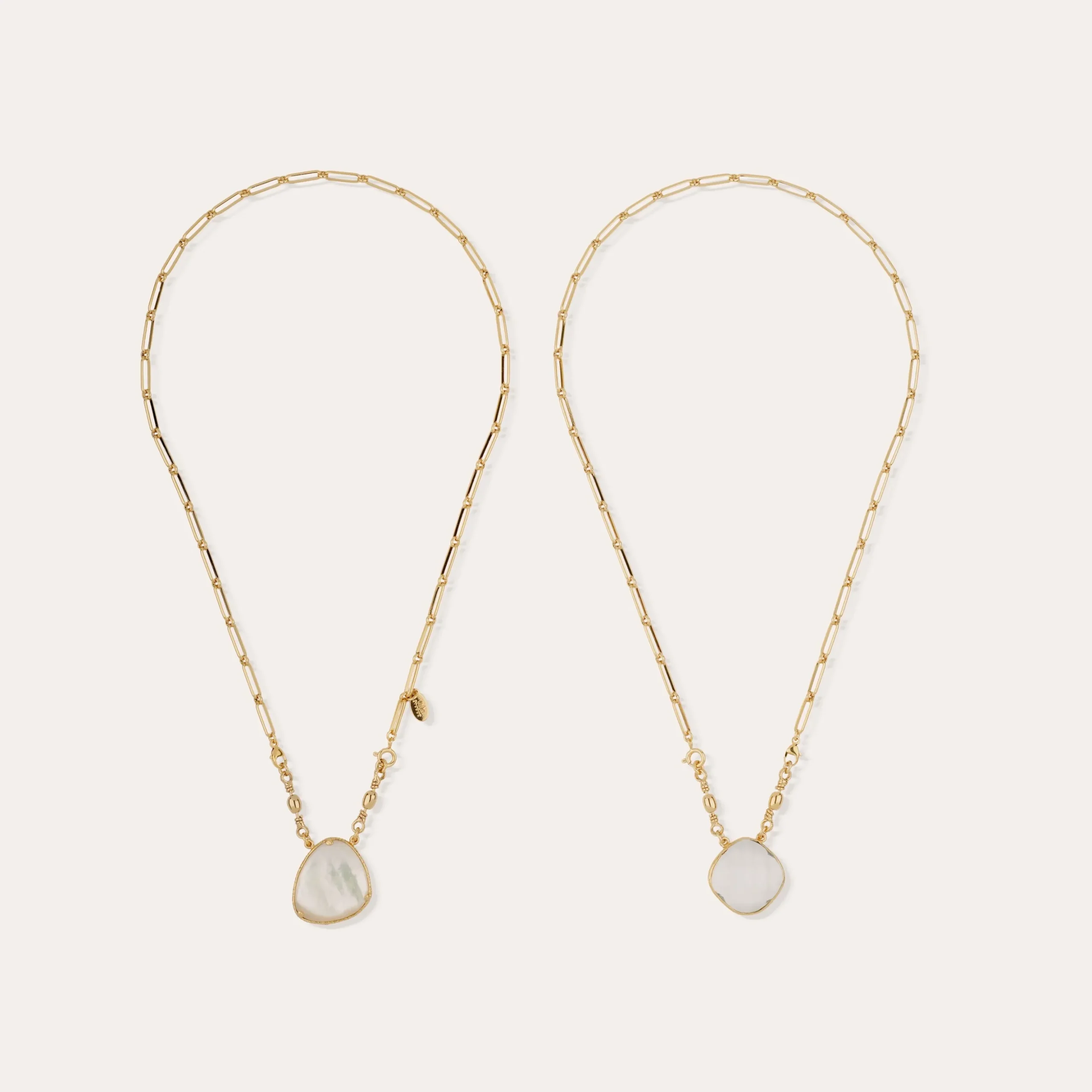 Collier Scapulaire Serti - Cristal & Nacre blanche