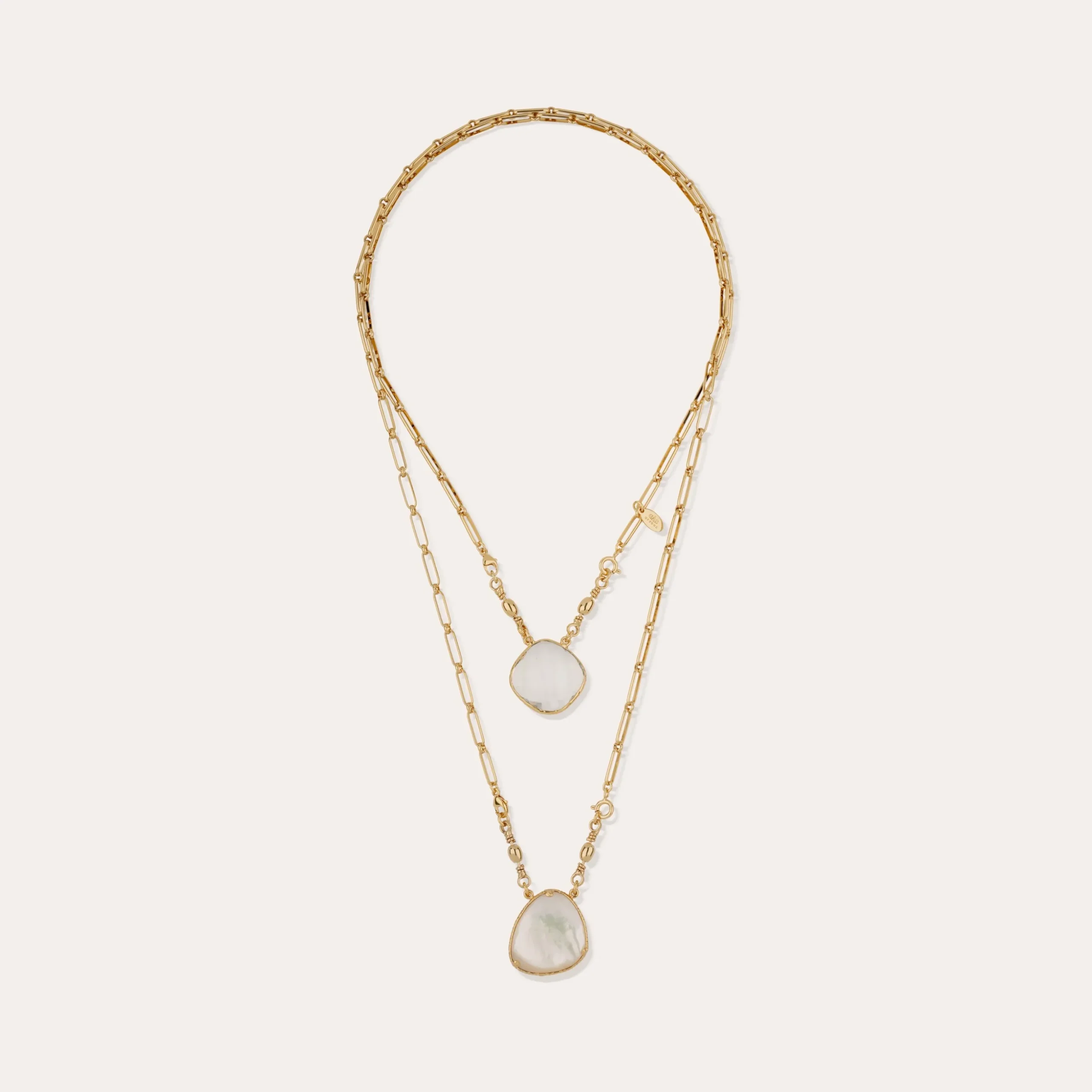 Collier Scapulaire Serti - Cristal & Nacre blanche
