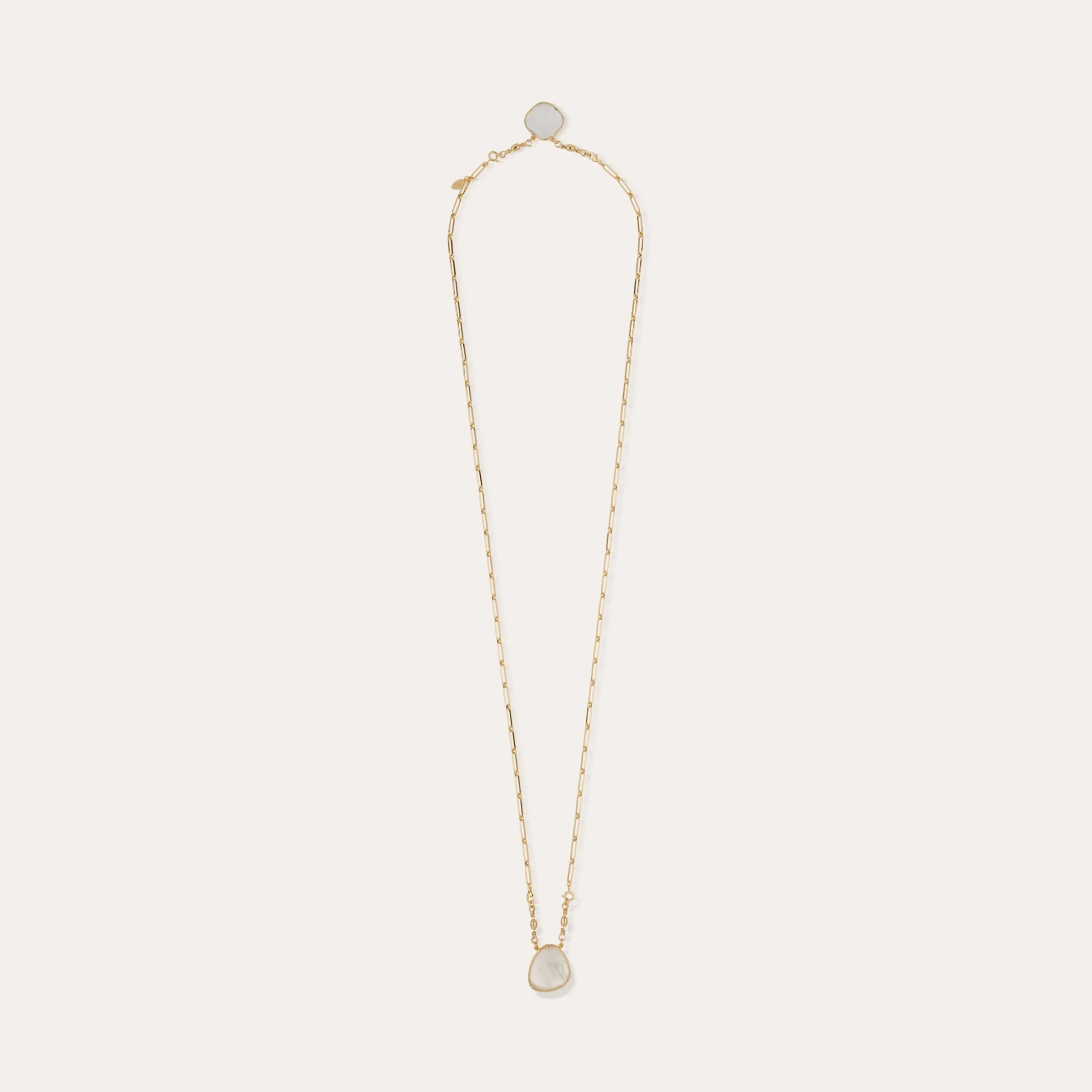 Collier Scapulaire Serti - Cristal & Nacre blanche