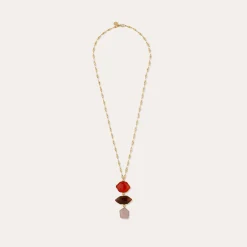 Sautoir Silenza - Calcite & Quartz rose